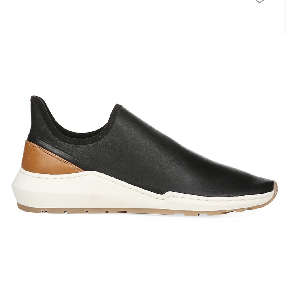 Vince Black Marlon Leather Slip-on Sneakers